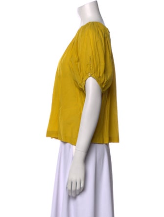 DÔEN Scoop Neck Short Sleeve Blouse