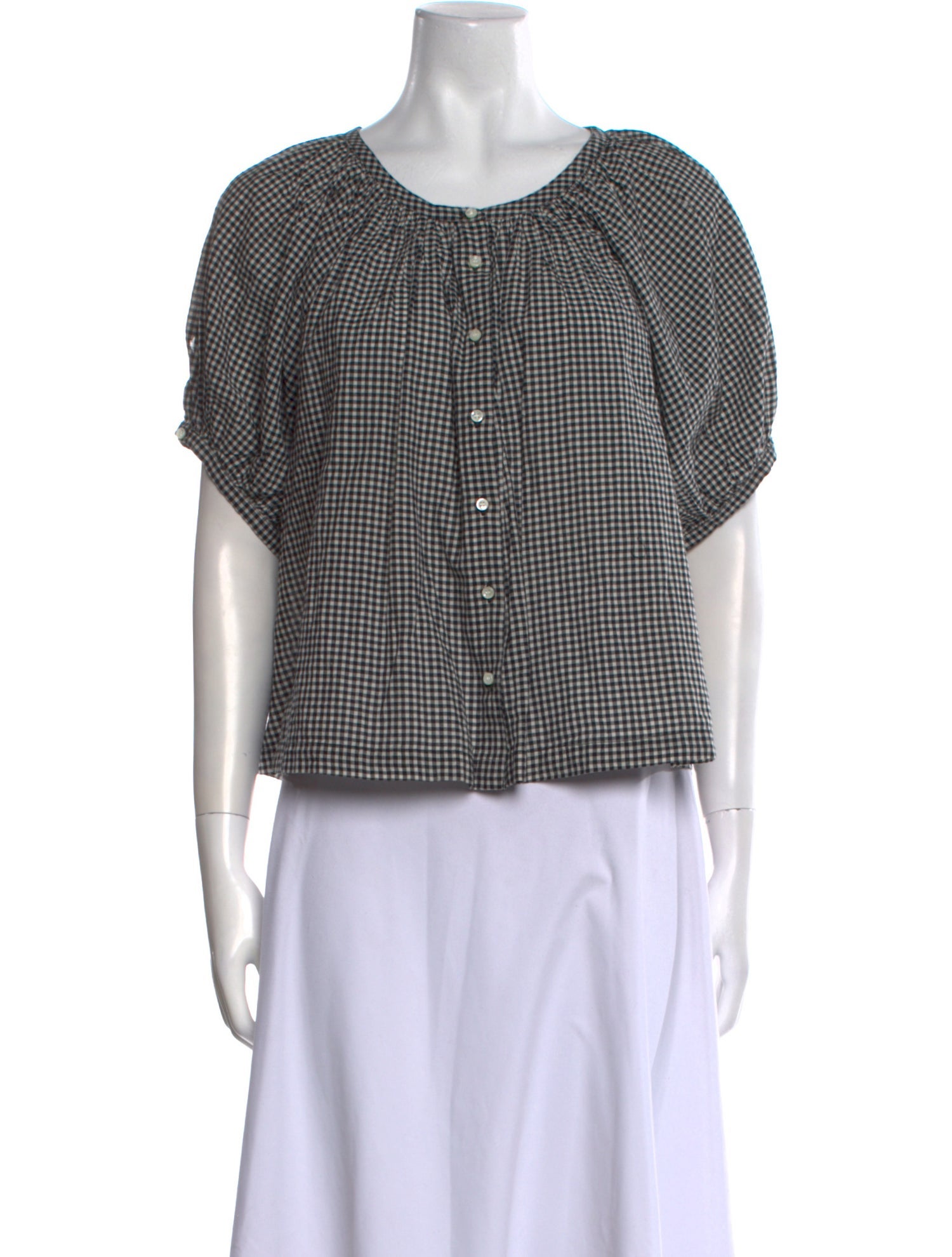 DÔEN Plaid Print Scoop Neck Crop Top