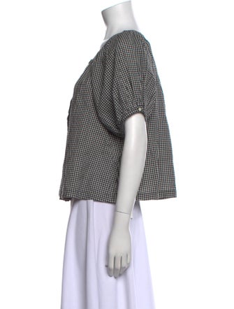 DÔEN Plaid Print Scoop Neck Crop Top