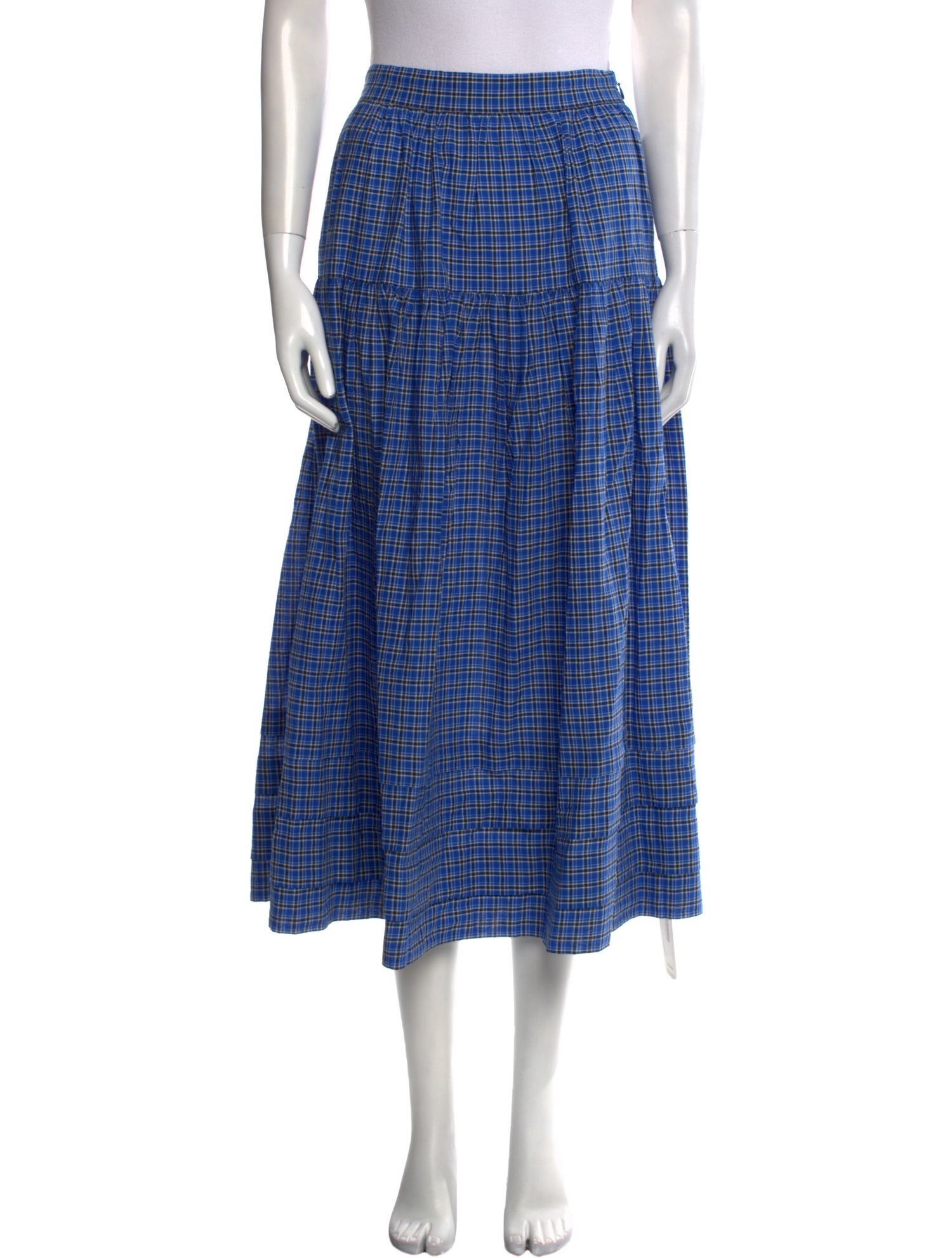 DÔEN Plaid Print Midi Length Skirt