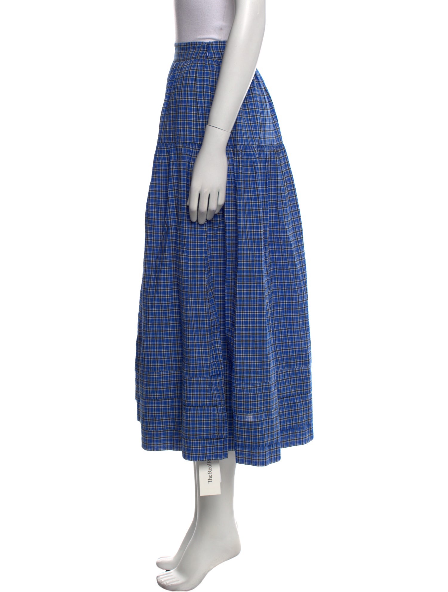 DÔEN Plaid Print Midi Length Skirt