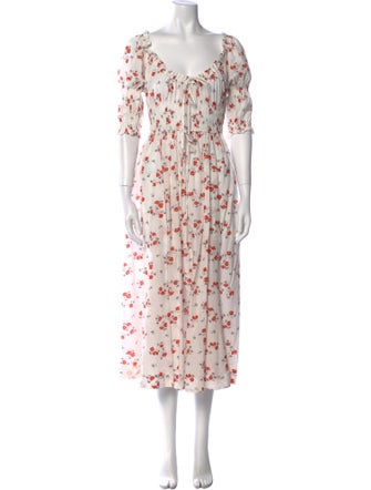 DÔEN Floral Print Midi Length Dress