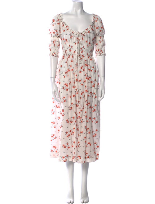 DÔEN Floral Print Midi Length Dress