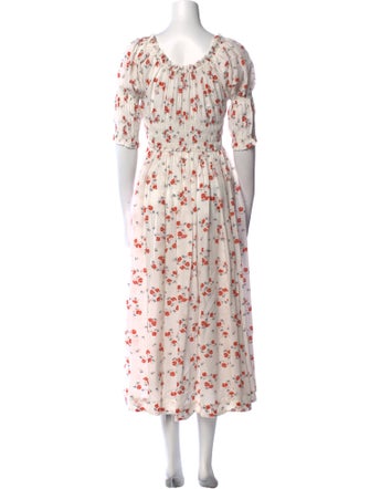 DÔEN Floral Print Midi Length Dress