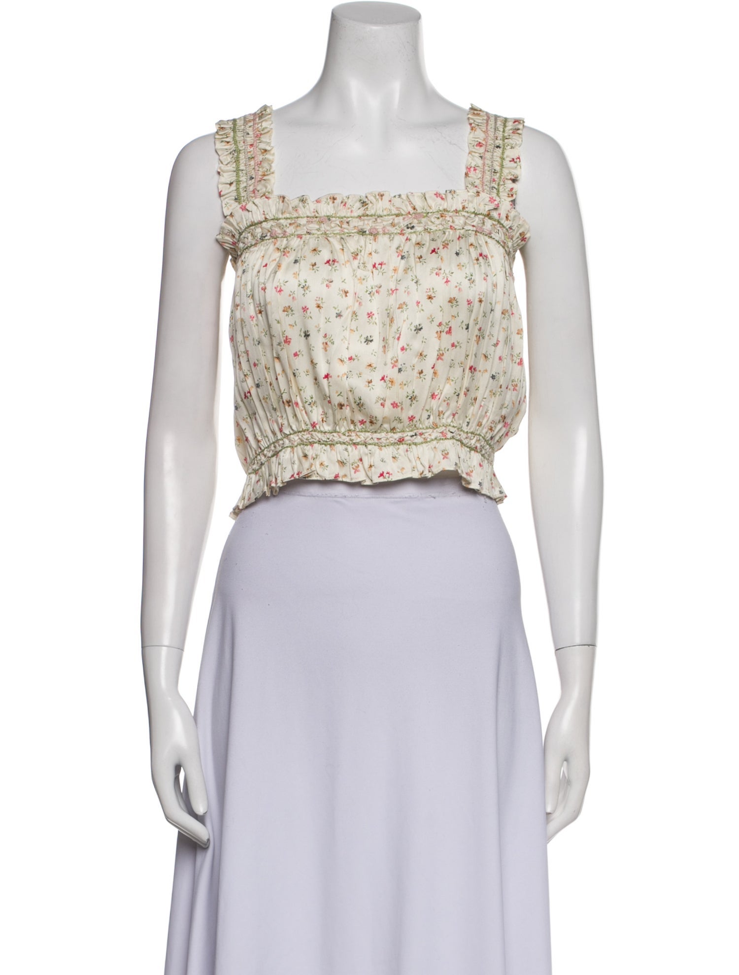 DÔEN Silk Floral Print Crop Top