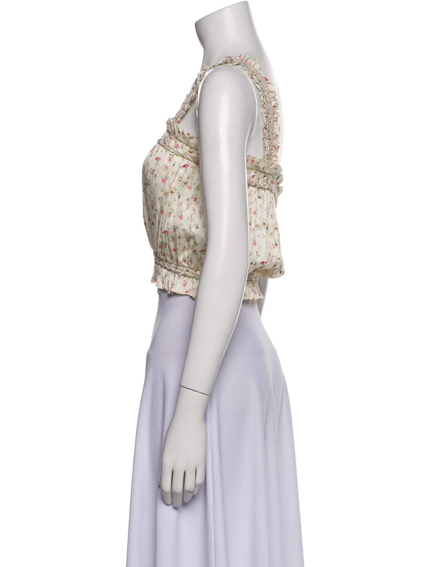 DÔEN Silk Floral Print Crop Top