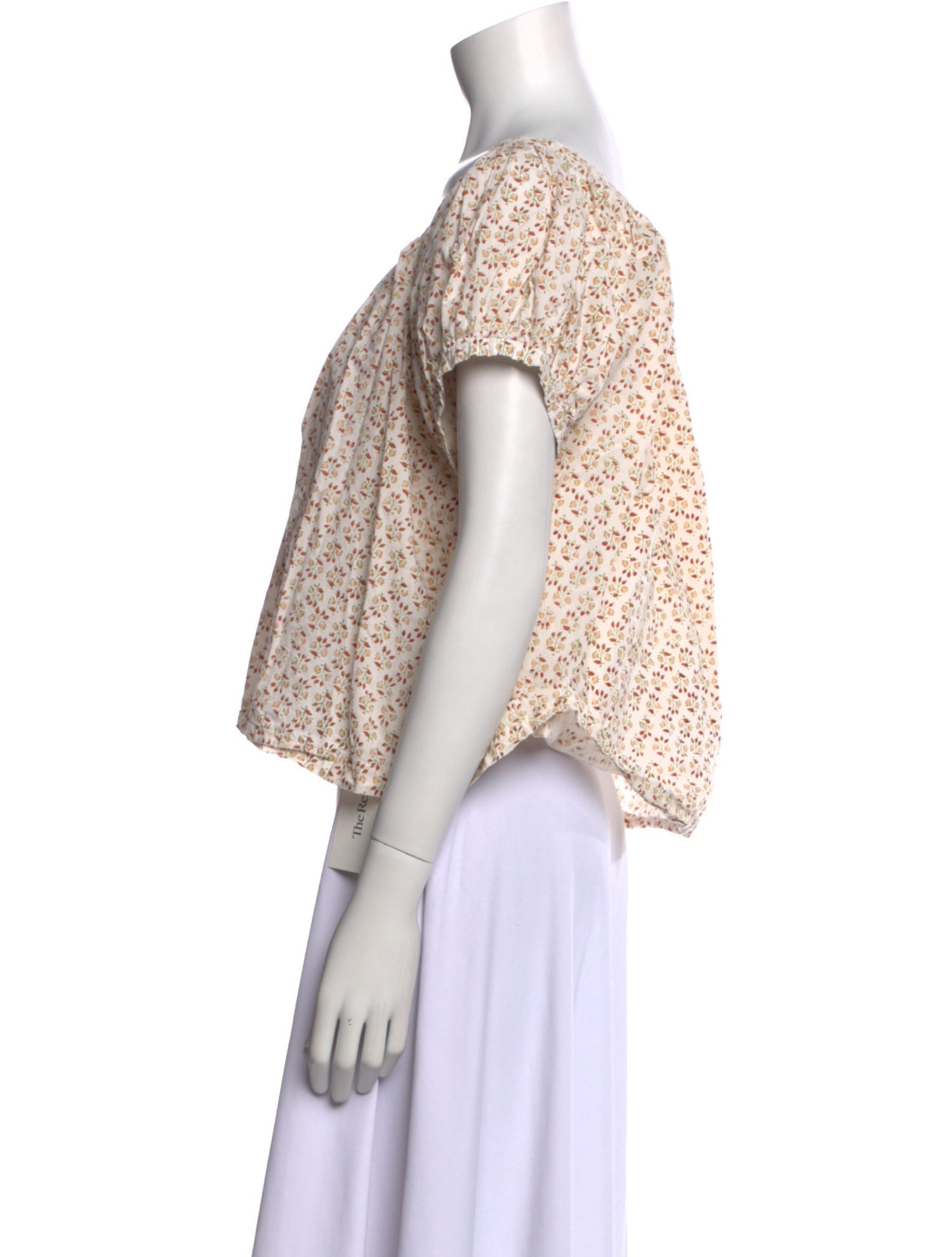 DÔEN Printed Scoop Neck Crop Top