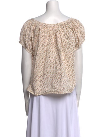 DÔEN Printed Scoop Neck Crop Top