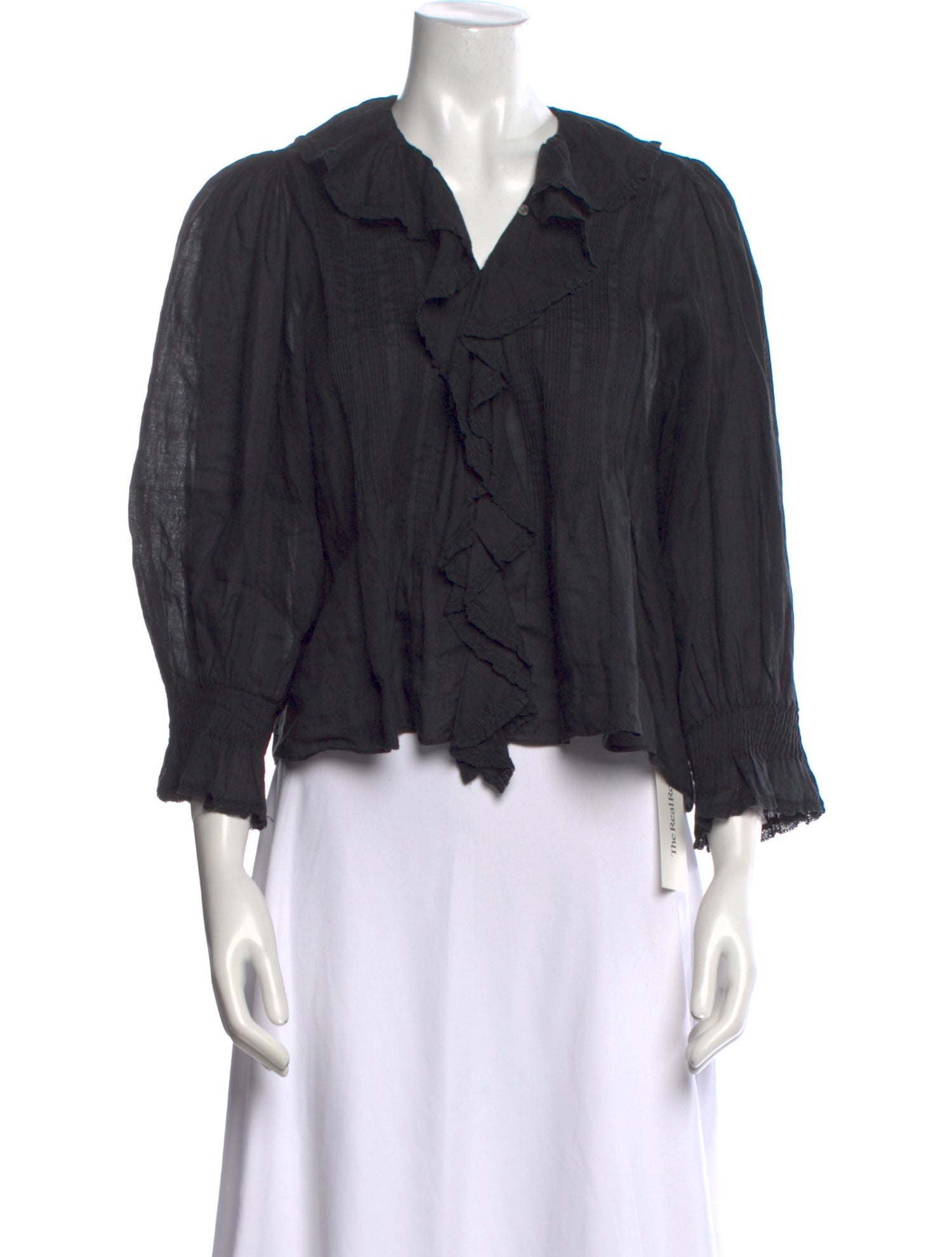 DÔEN V-Neck Three-Quarter Sleeve Blouse