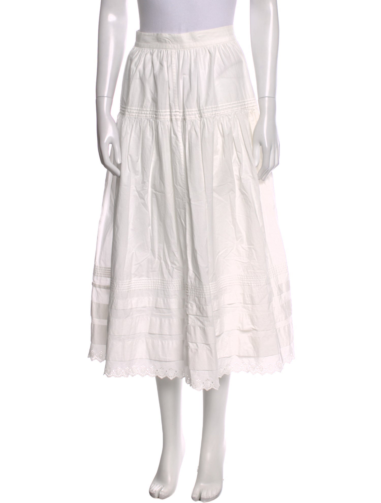 DÔEN Eyelet Trim Midi Length Skirt