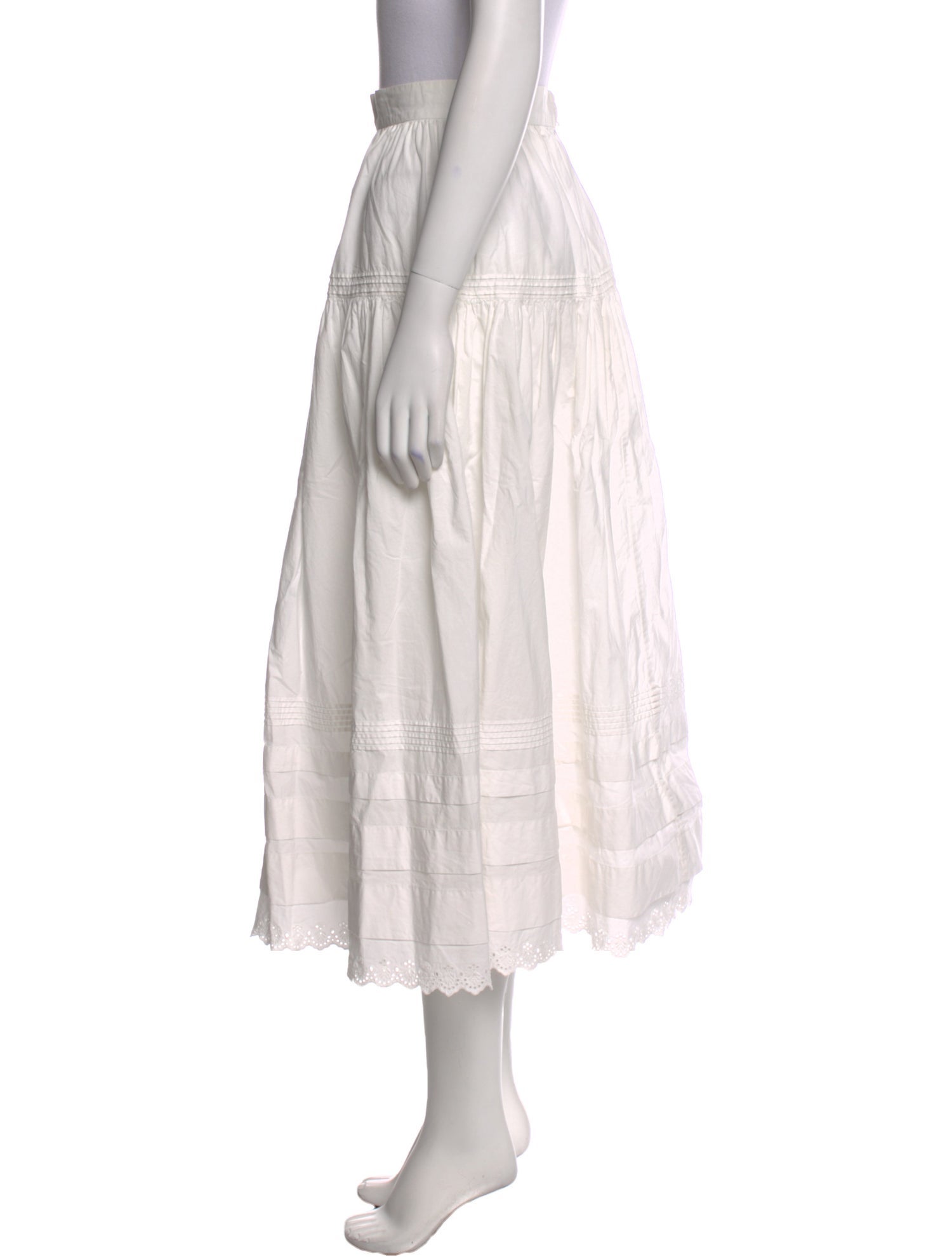 DÔEN Eyelet Trim Midi Length Skirt