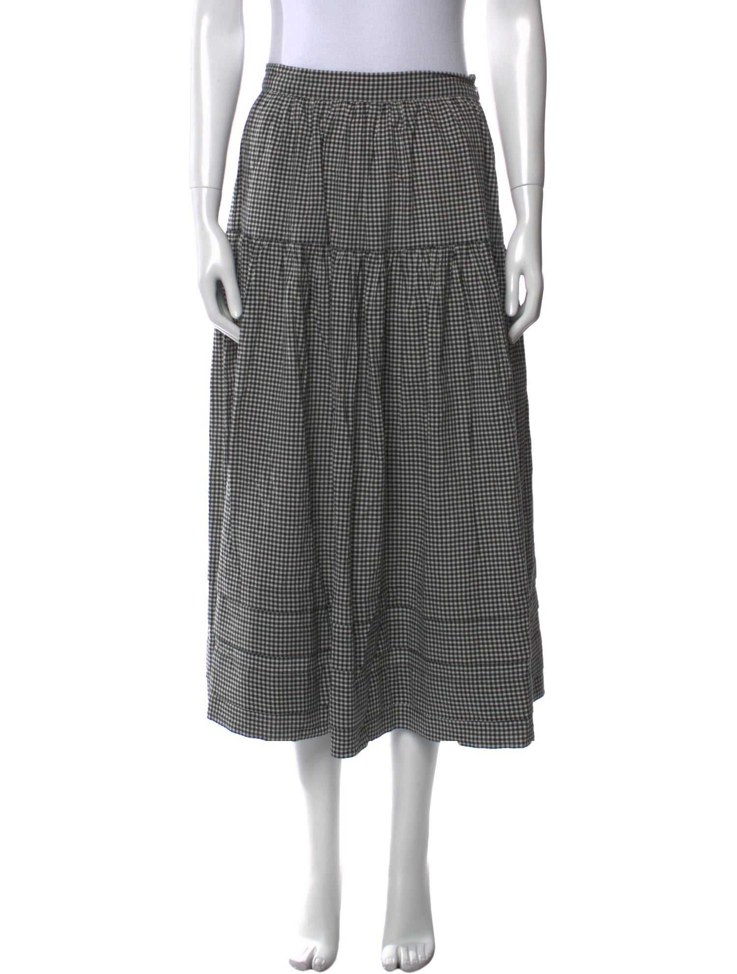 DÔEN Plaid Print Midi Length Skirt