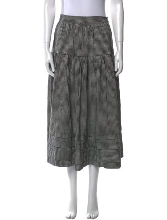 DÔEN Plaid Print Midi Length Skirt