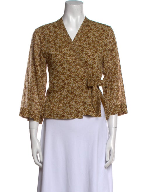 DÔEN Printed V-Neck Crop Top