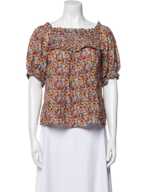 DÔEN Floral Print Square Neckline Crop Top
