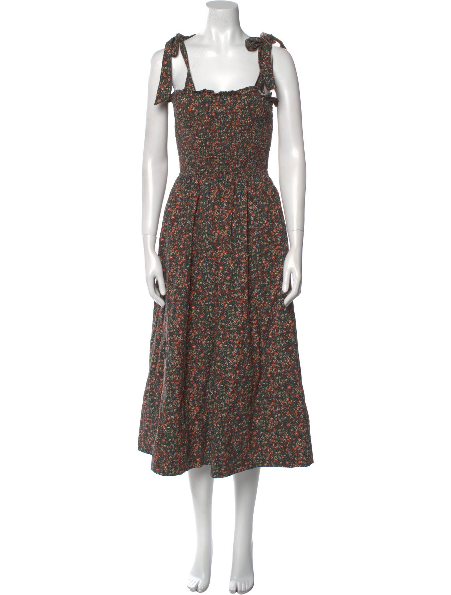 DÔEN Floral Print Midi Length Dress