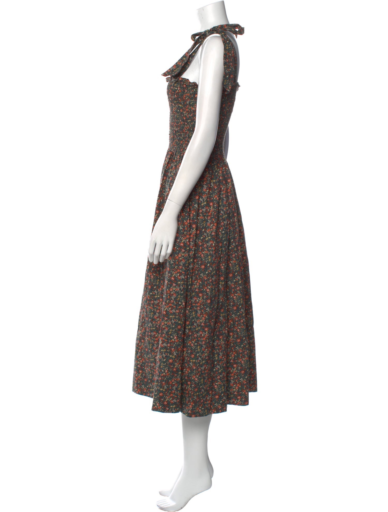 DÔEN Floral Print Midi Length Dress