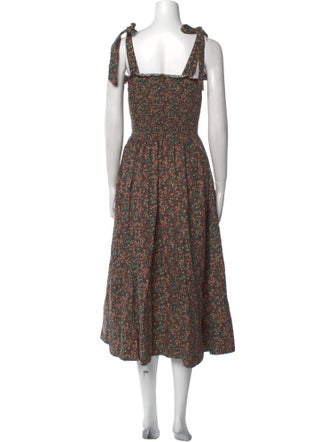 DÔEN Floral Print Midi Length Dress