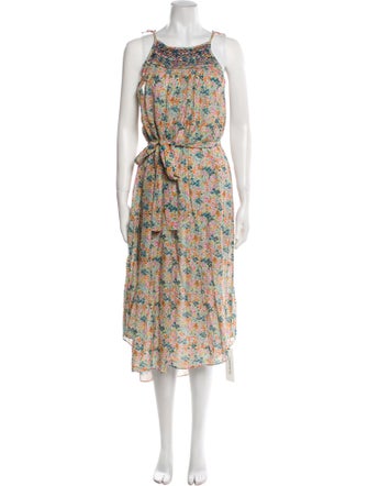 DÔEN Floral Print Midi Length Dress
