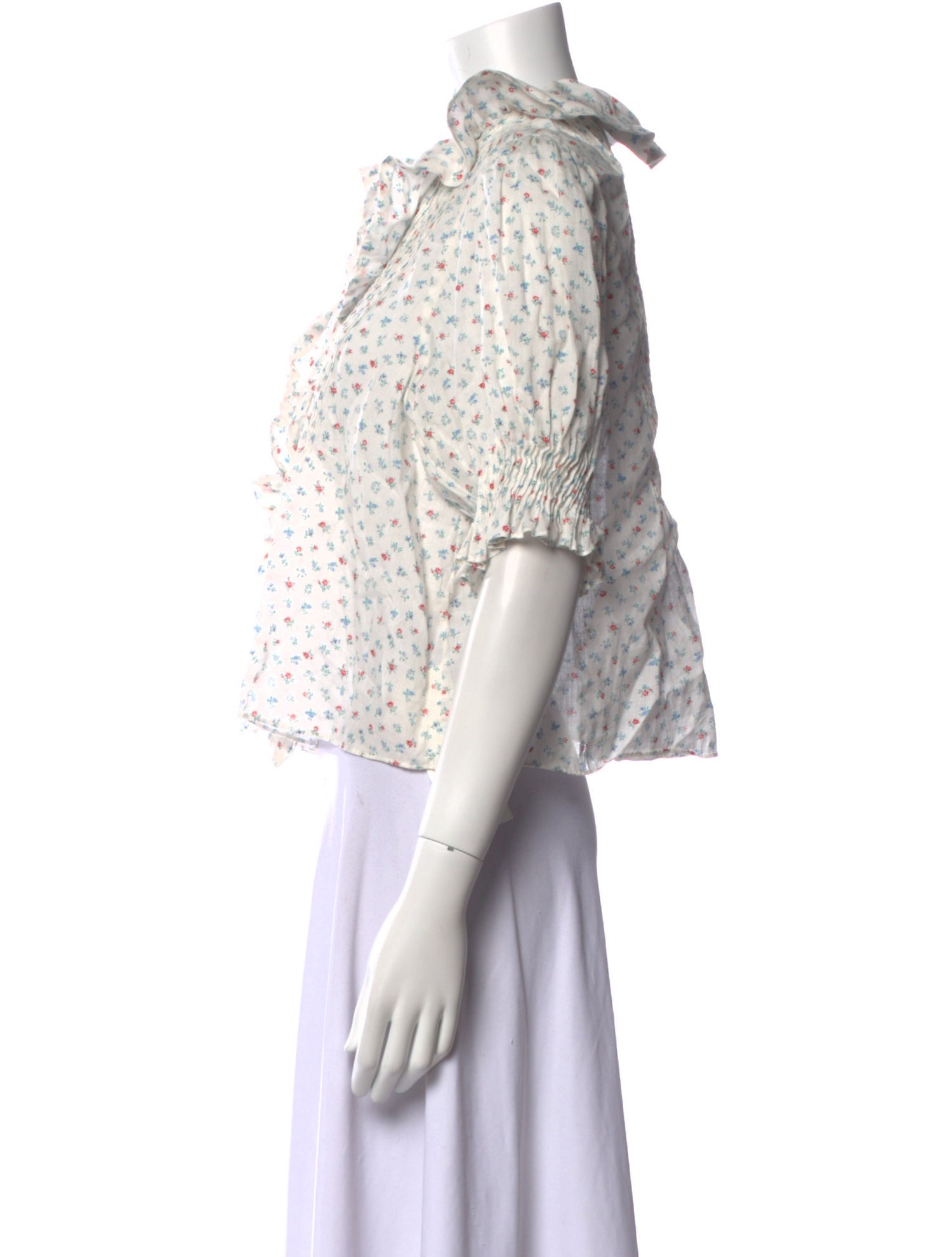 DÔEN Floral Print Mock Neck Crop Top