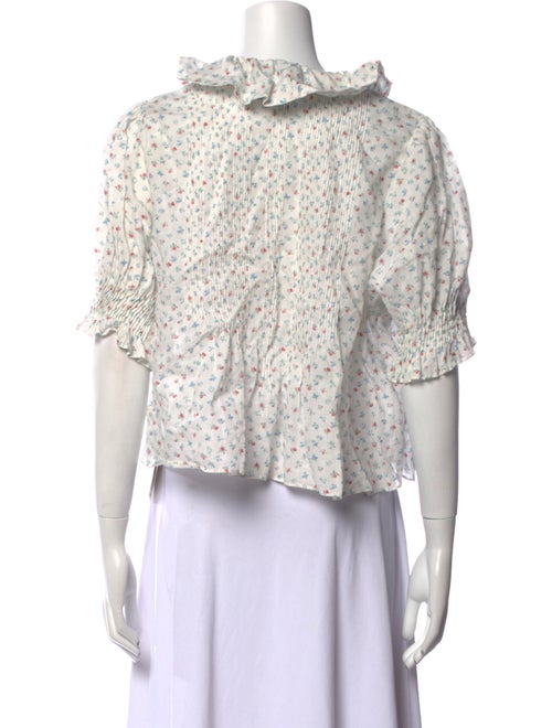 DÔEN Floral Print Mock Neck Crop Top