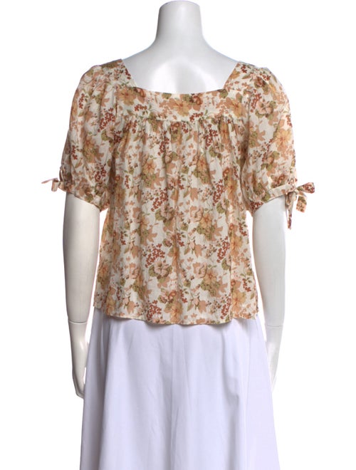DÔEN Floral Print Square Neckline Blouse