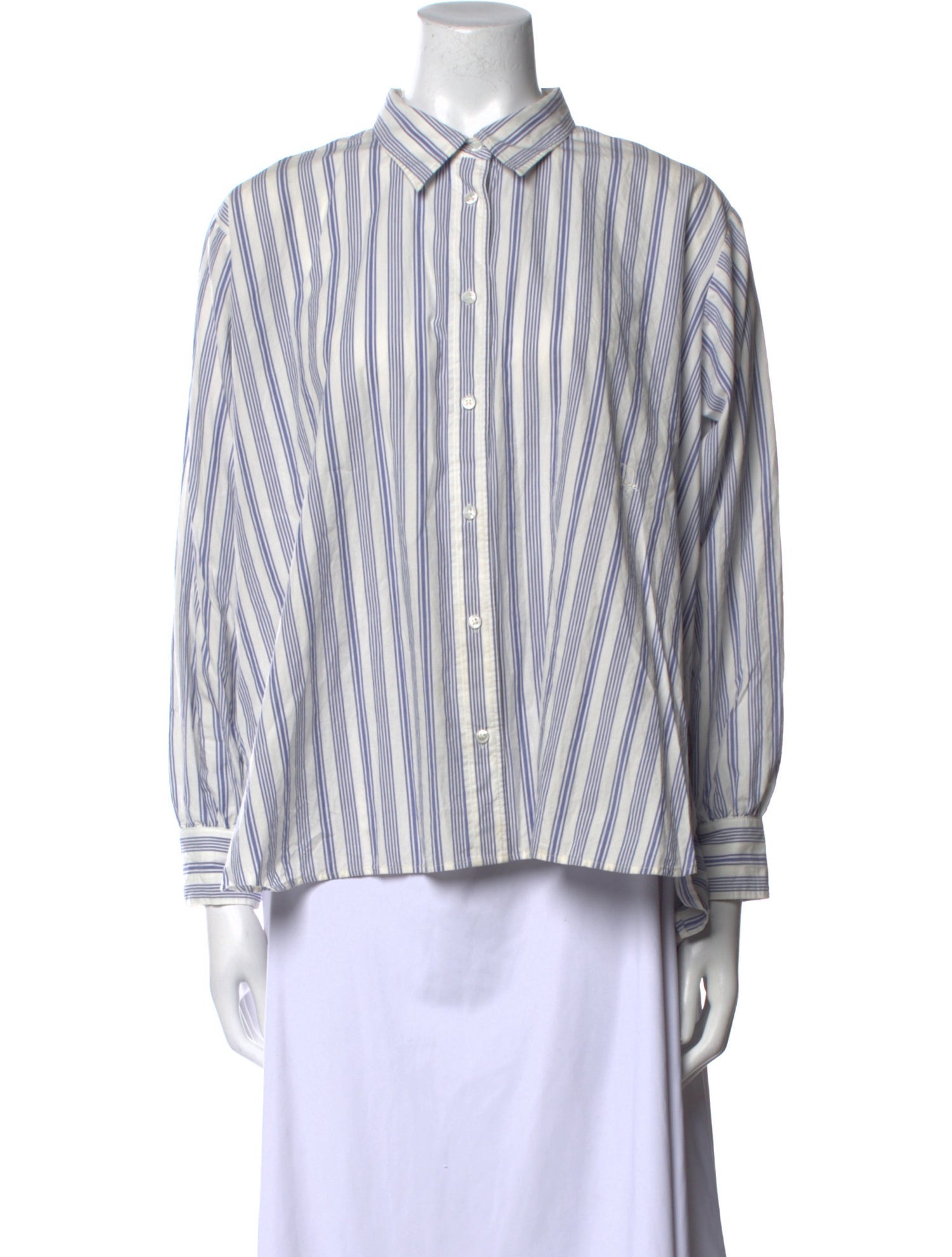 DÔEN Striped Long Sleeve Button-Up Top