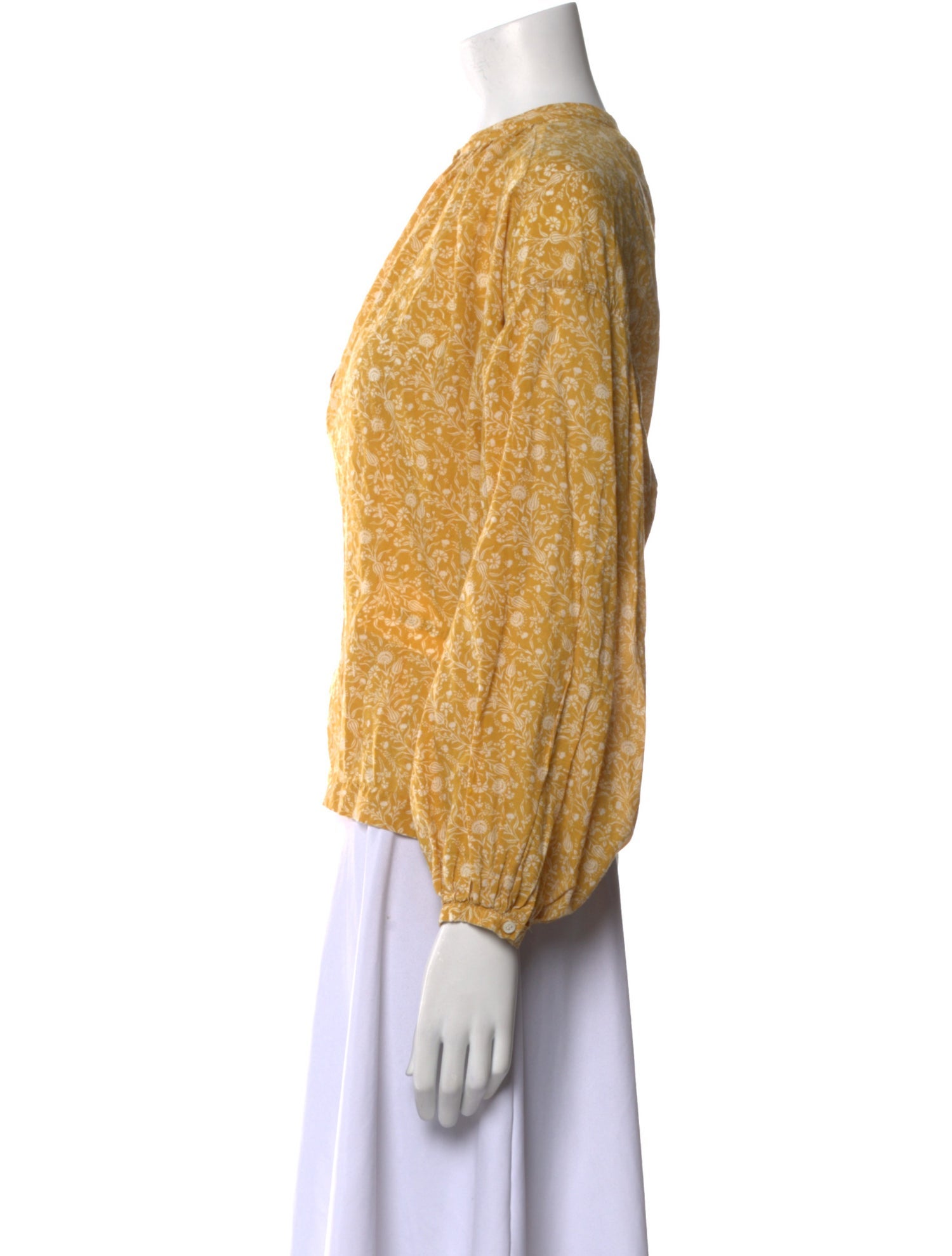 DÔEN Floral Print Crew Neck Blouse