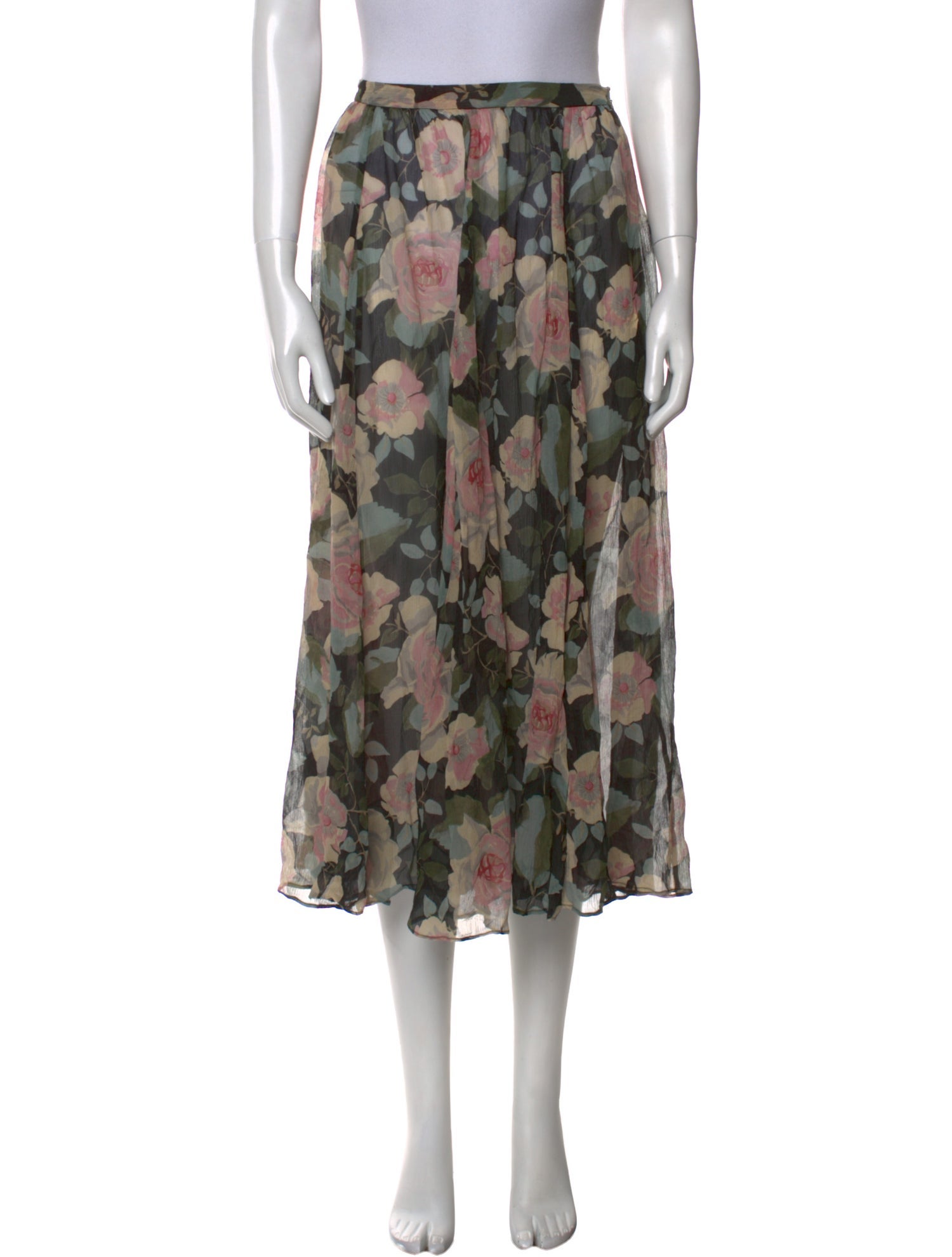 DÔEN Silk Midi Length Skirt