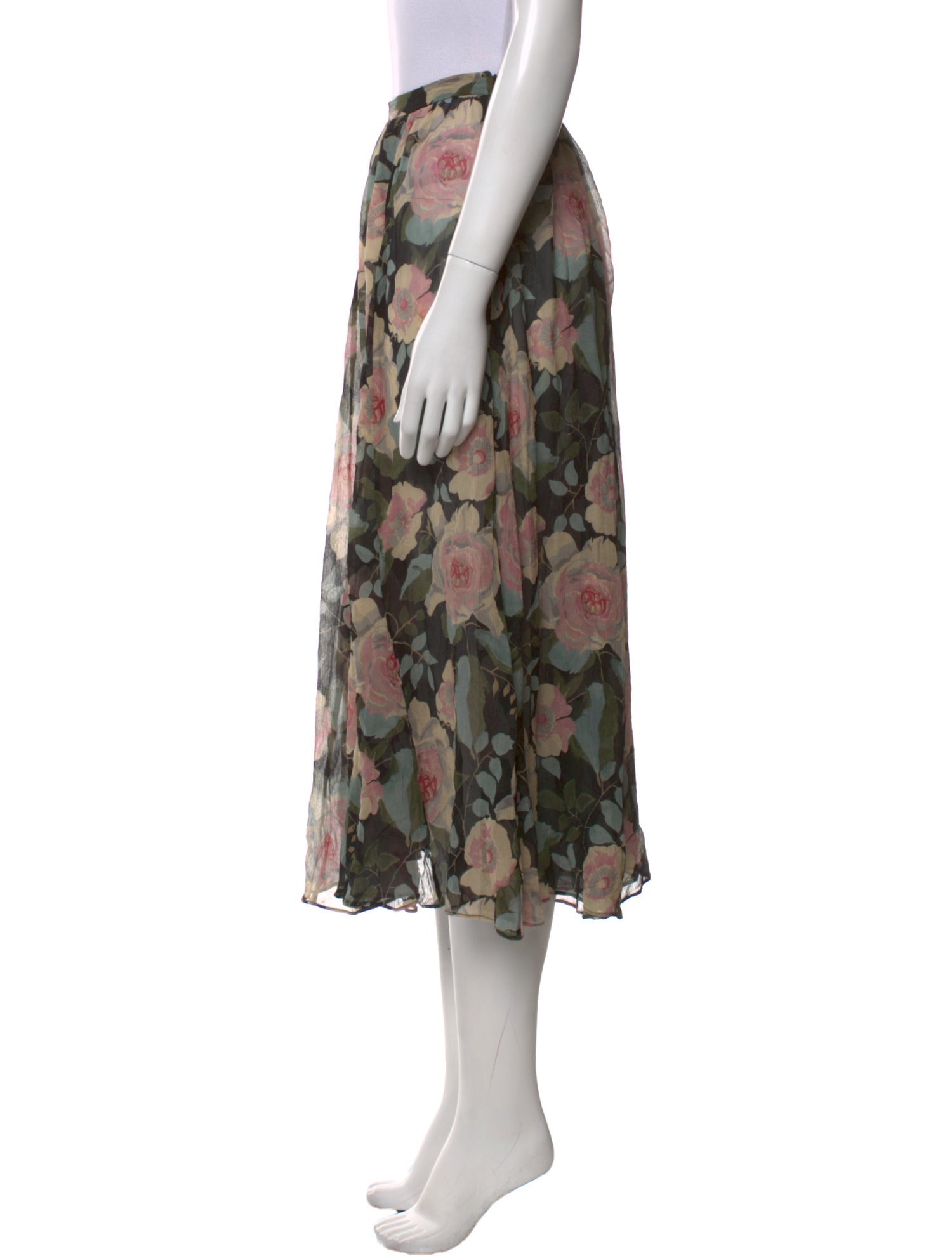 DÔEN Silk Midi Length Skirt