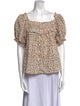 DÔEN Floral Print Square Neckline Blouse