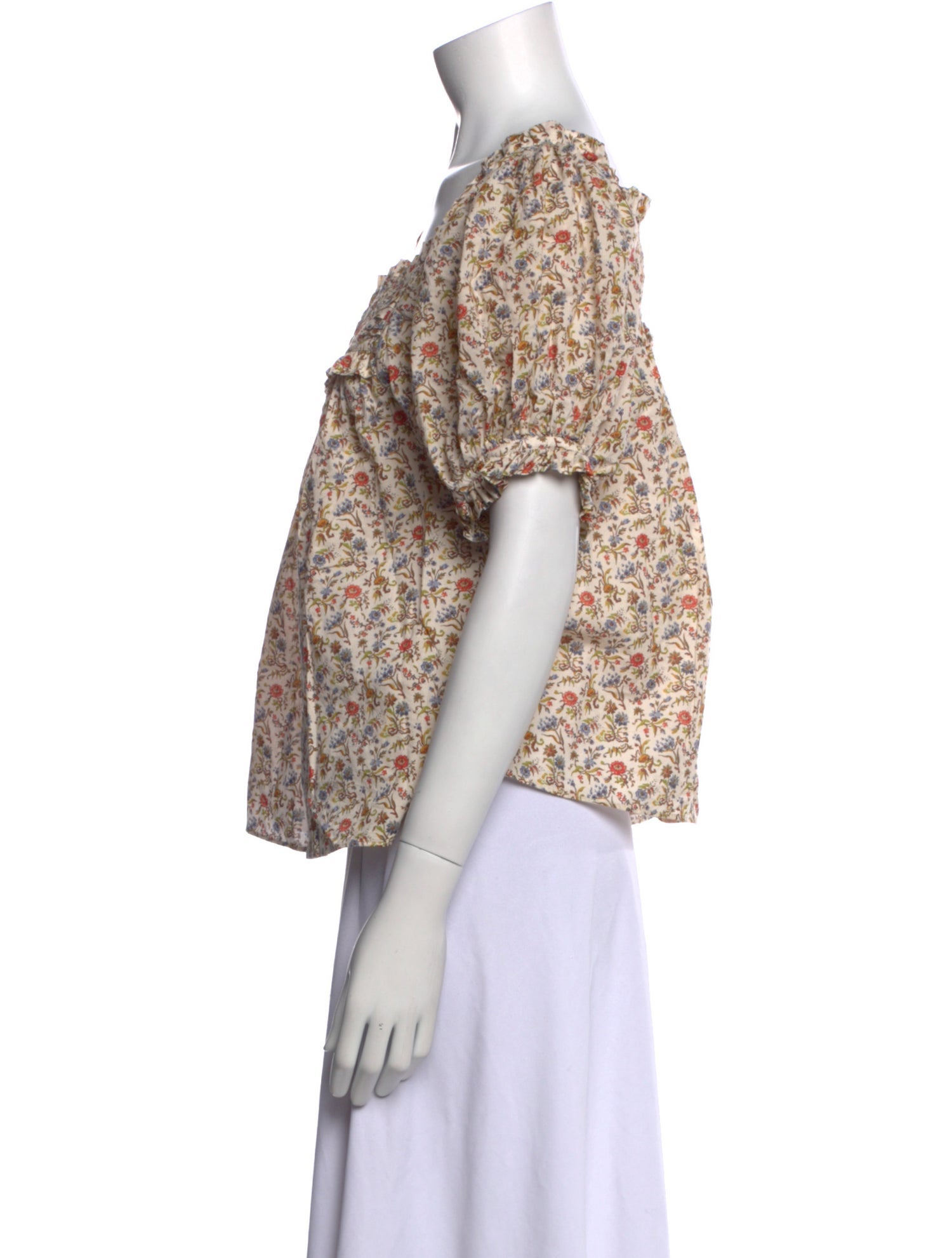 DÔEN Floral Print Square Neckline Blouse