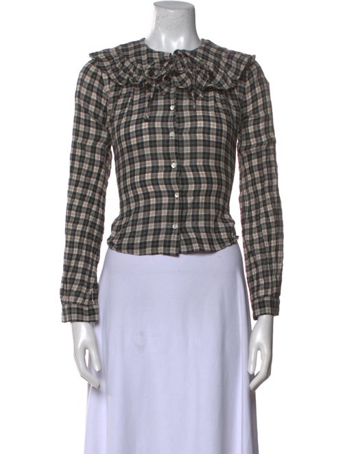 DÔEN Plaid Print Crew Neck Crop Top