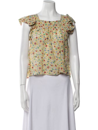 DÔEN Floral Print Square Neckline Crop Top