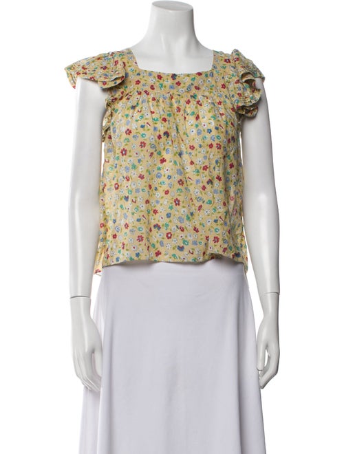 DÔEN Floral Print Square Neckline Crop Top