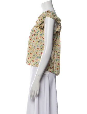 DÔEN Floral Print Square Neckline Crop Top