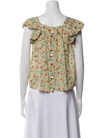 DÔEN Floral Print Square Neckline Crop Top