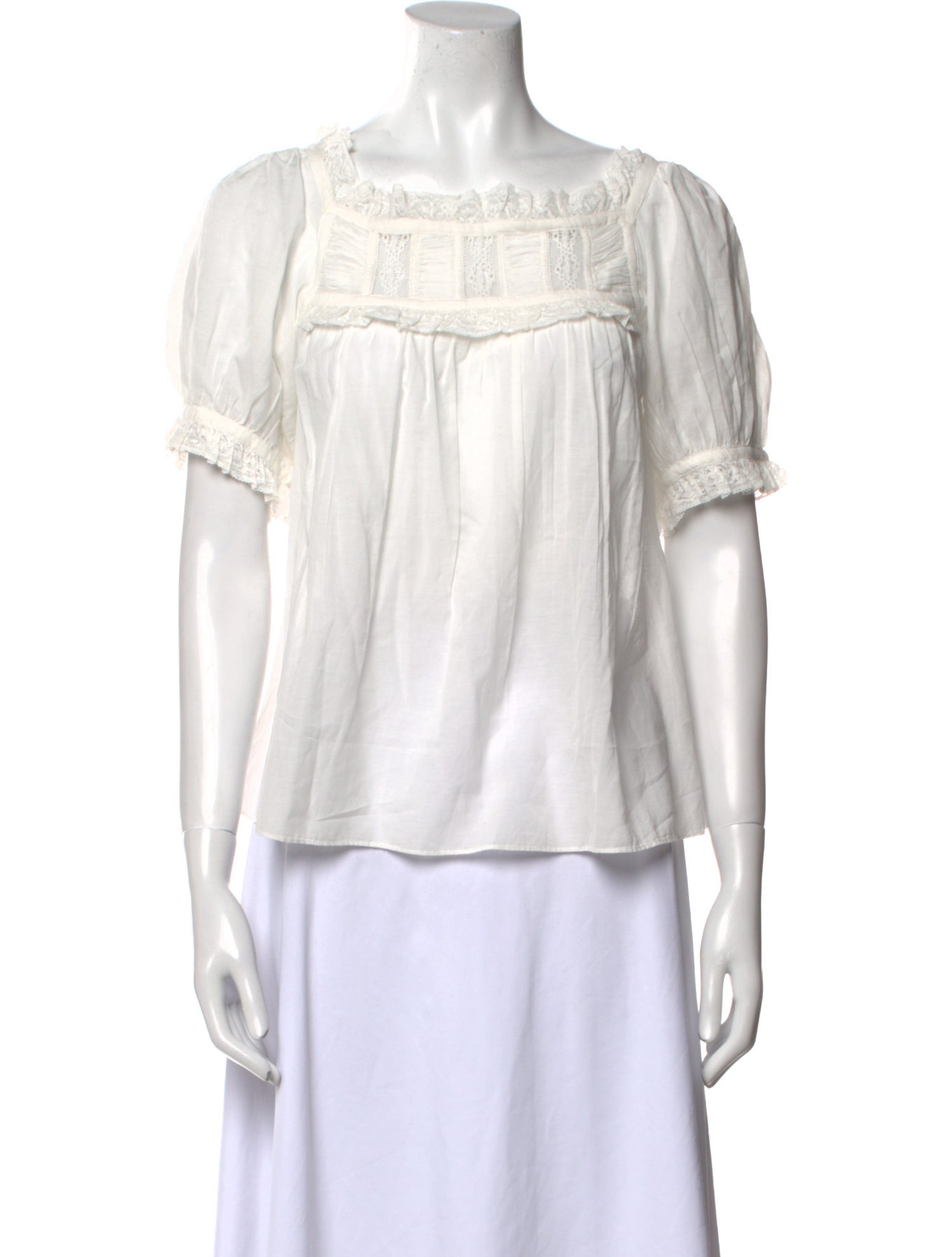 DÔEN Square Neckline Short Sleeve Blouse