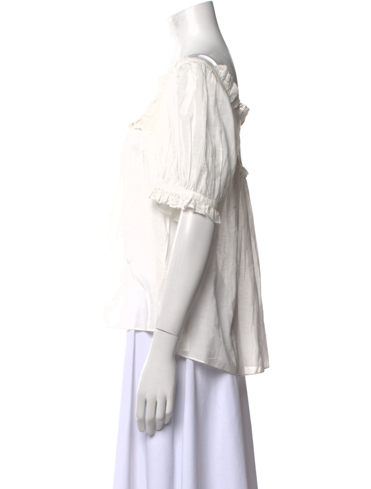 DÔEN Square Neckline Short Sleeve Blouse