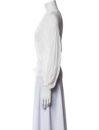 DÔEN Mock Neck Three-Quarter Sleeve Button-Up Top