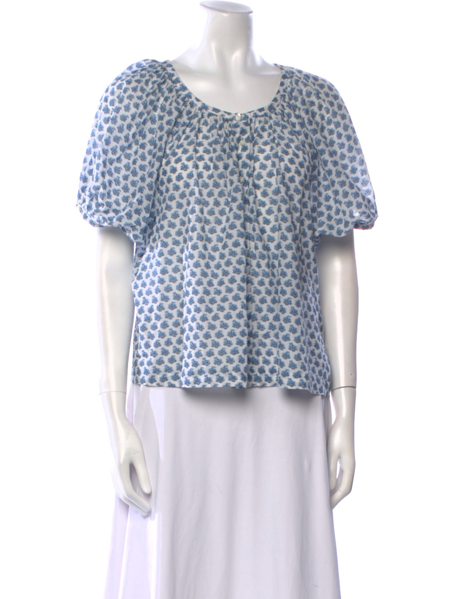 DÔEN Printed Scoop Neck Blouse