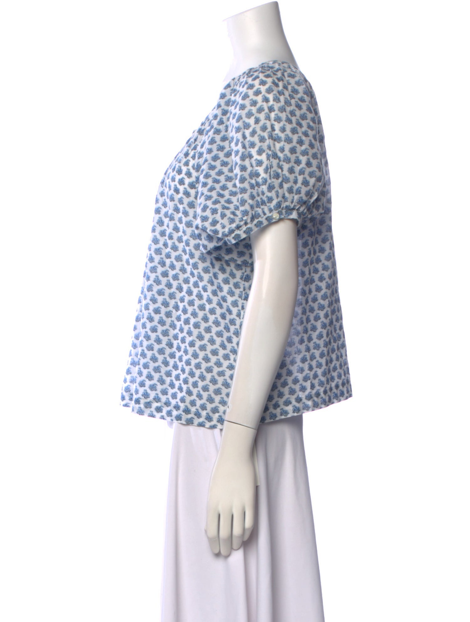 DÔEN Printed Scoop Neck Blouse