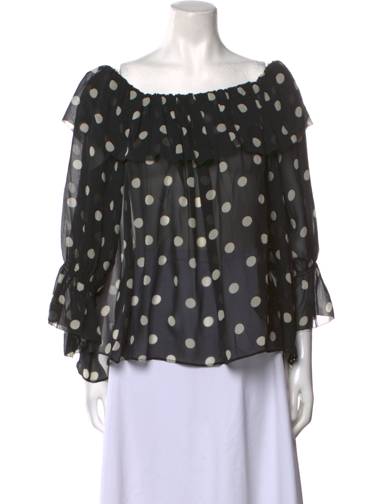 DÔEN Silk Polka Dot Print Blouse
