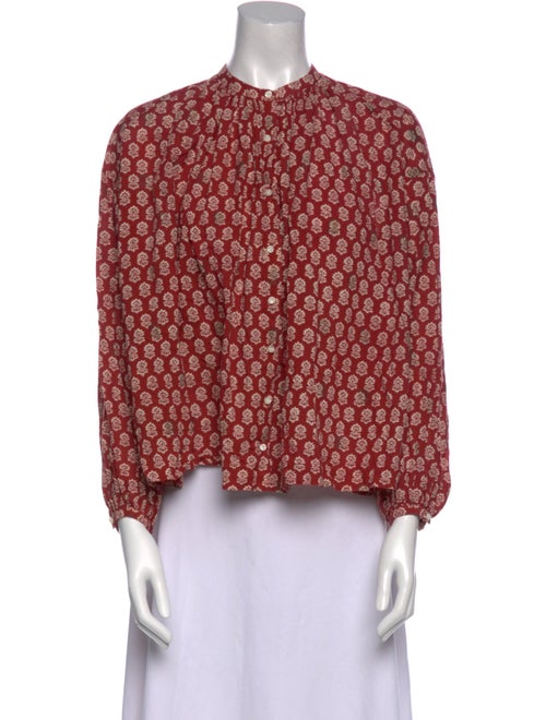 DÔEN Floral Print Crew Neck Blouse