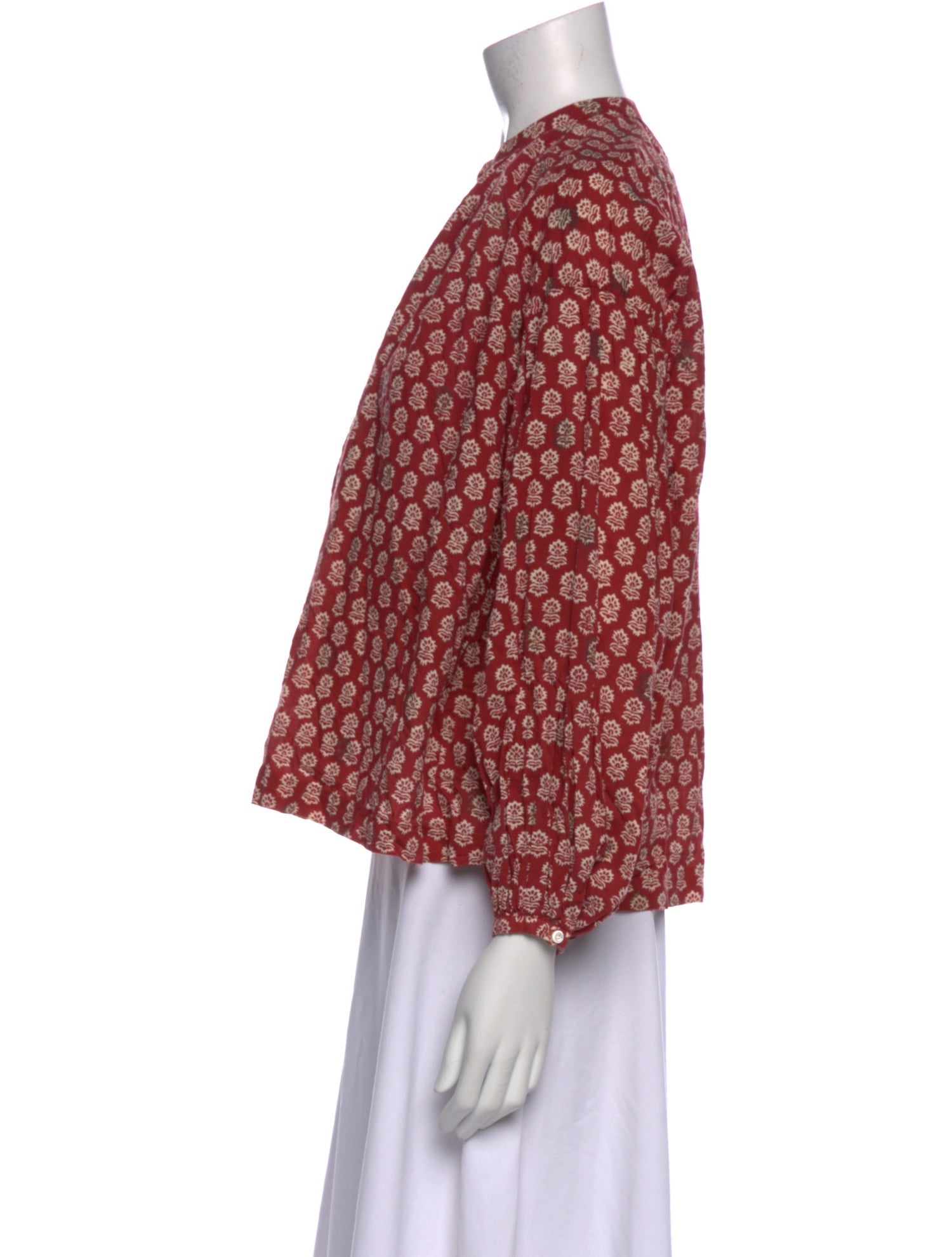 DÔEN Floral Print Crew Neck Blouse