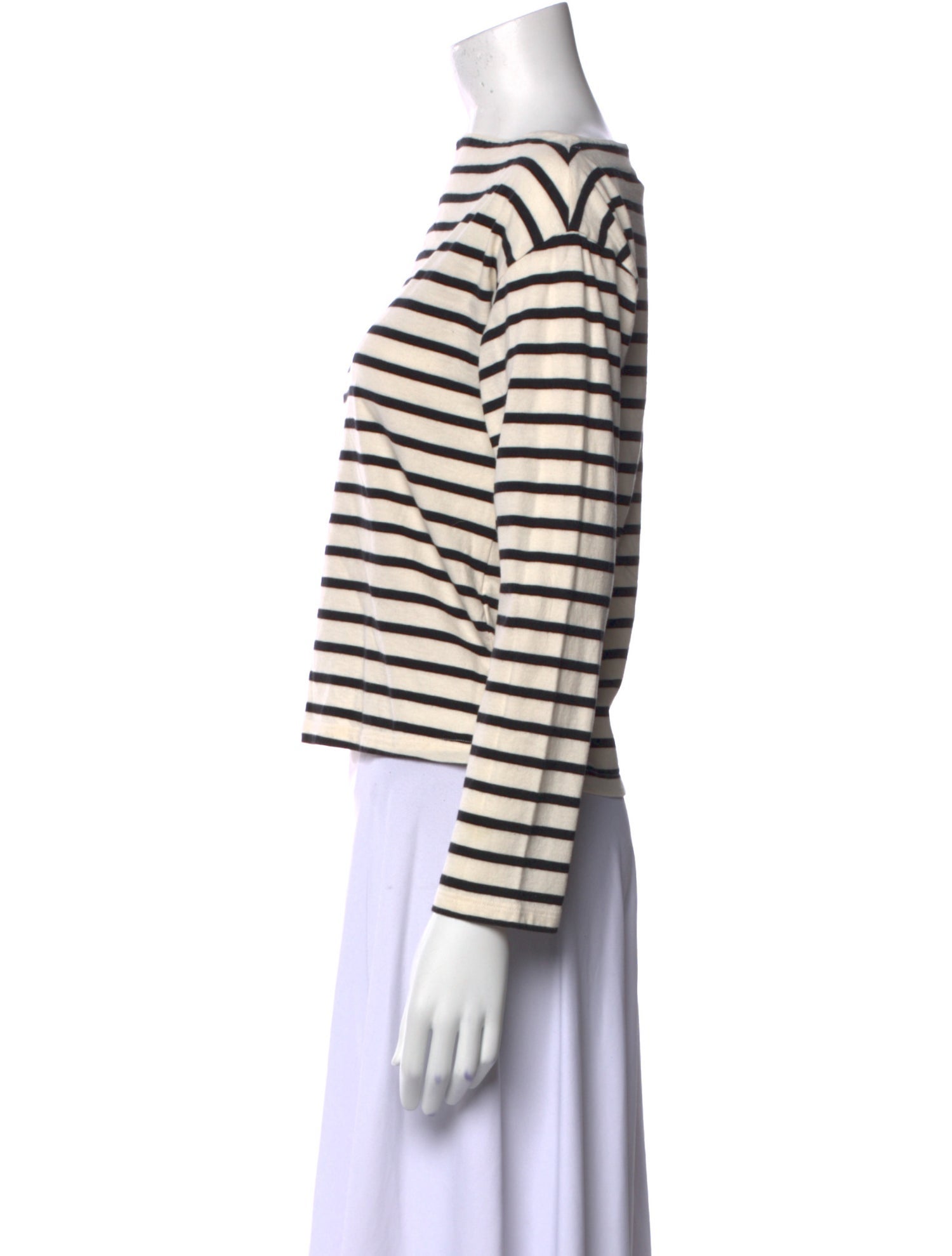 DÔEN Striped Bateau Neckline Crop Top