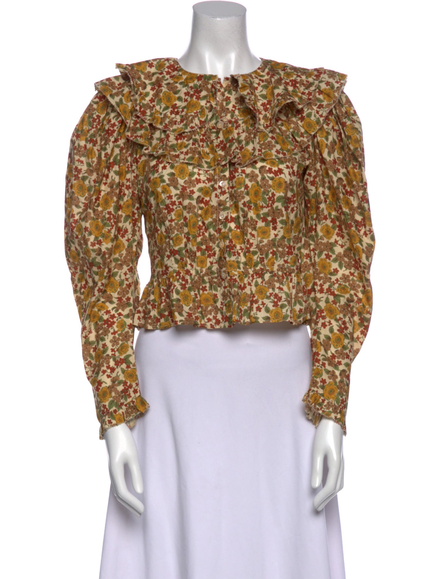 DÔEN Floral Print Crew Neck Crop Top