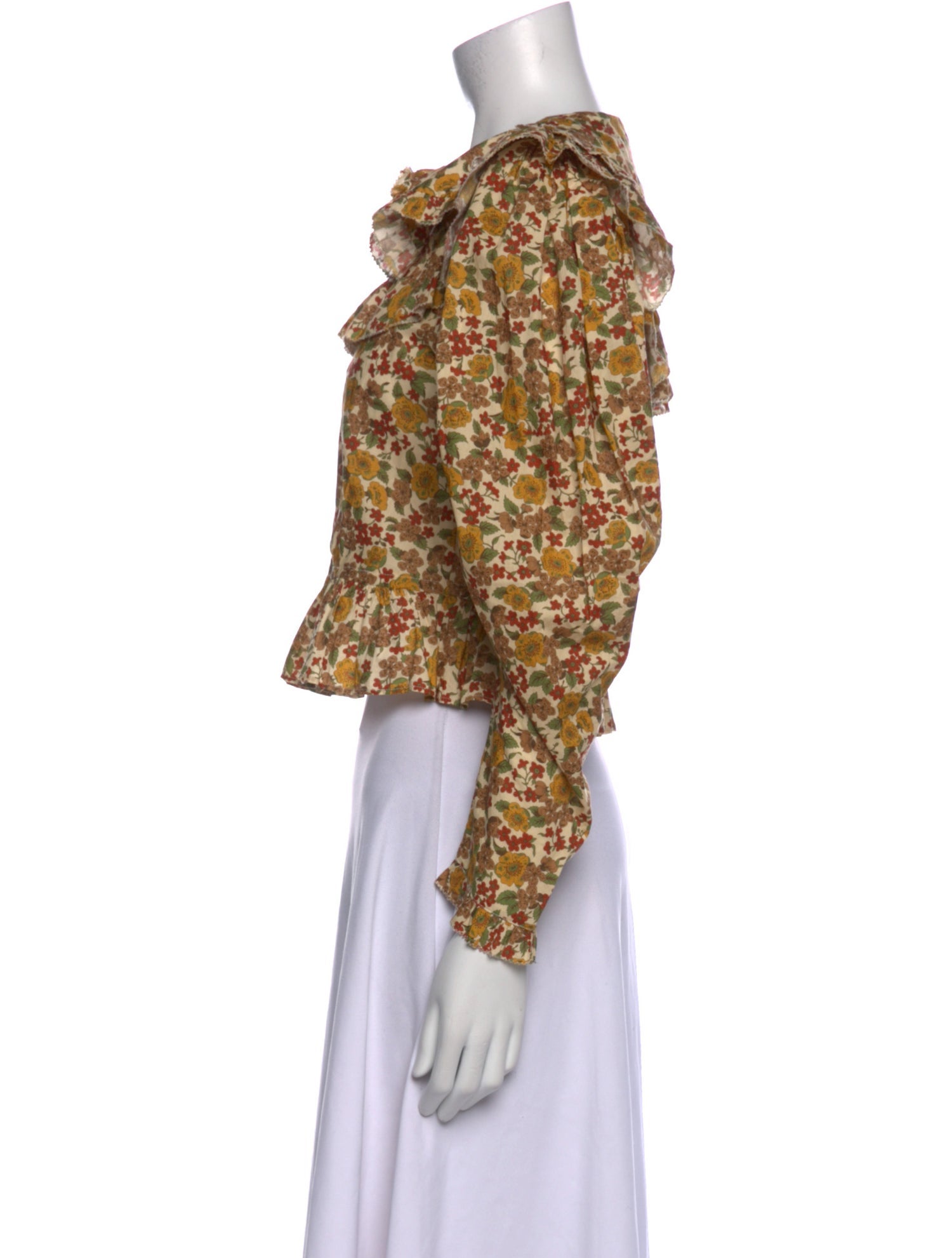 DÔEN Floral Print Crew Neck Crop Top