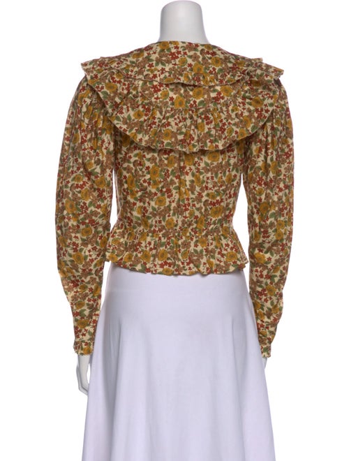 DÔEN Floral Print Crew Neck Crop Top