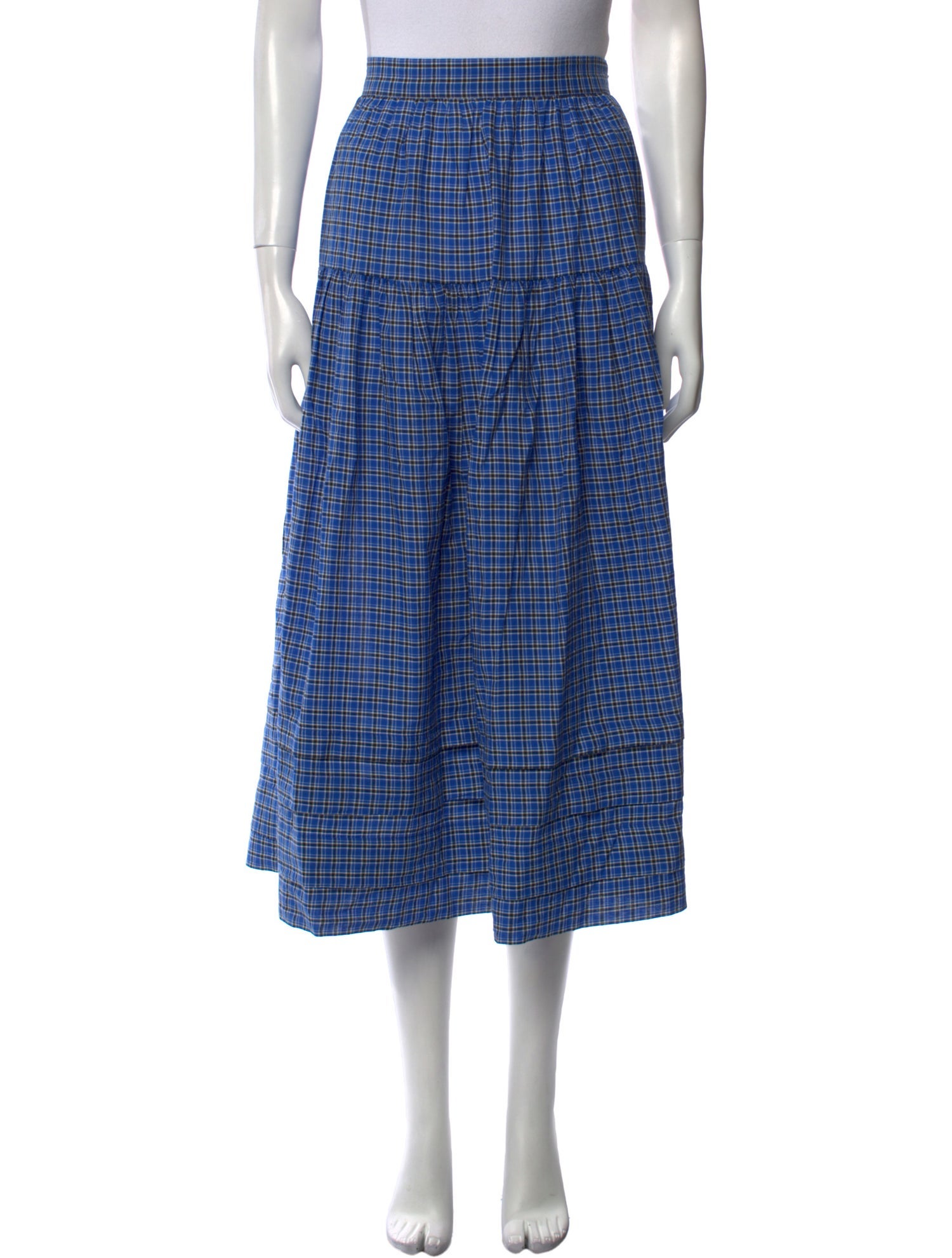 DÔEN Plaid Print Midi Length Skirt